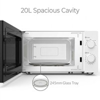 Oven Microwave Listrik Efisiensi Tinggi 700W Kompak 20L 5 Tingkat 35-Menit Timer Piring Putar Kaca Lepas Pasang Pengaman Anak Rumah Tangga