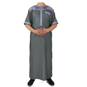 2020最新设计时尚伊斯兰男士服装棉麻男士Thobe