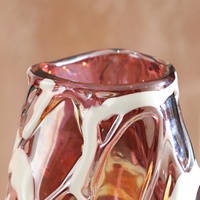 Vase à fleurs en verre irisé fait main avec superposition de toile blanche, luxe irisé, arc-en-ciel ambre, Art Déco FLOLENCO CASA Mariage