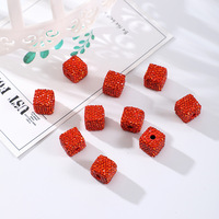 Perles carrées en strass à trou droit, entièrement percées, en cristal, pour la fabrication de bijoux et accessoires de sac DIY