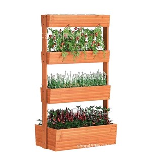 Wooden Planter Box 4 Tier Outdoor Garden Flower <b>Pot</b> <b>Stand</b> For Plants And Herbs - Product Image 5
