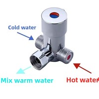 Robinet mitigeur eau chaude et froide avec contrôle de température, deux entrées, une sortie, séparateur d'eau tout en cuivre, vanne à trois voies