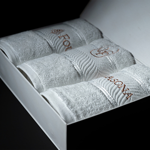 Bộ khăn tắm cao cấp 100% cotton màu trắng, khăn khách sạn, khăn spa, khăn tắm, thêu logo tùy chỉnh - Product Image 1