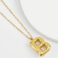 Collar Personalizado de Fábrica, Chapado en Oro de 18k, con Nombre de Pareja, Inicial, Acero Inoxidable, Letra del Alfabeto en Forma de Globo 3D