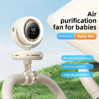 Nouveau ventilateur électrique silencieux de bureau portable USB sans pales, style pieuvre, moteur sans balais, autonomie de 6 à 8h, affichage numérique en anglais