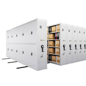 Unità di Scaffalatura Mobile Compatta in Metallo per Archiviazione Densa con Sistema di Blocco Regolabile per Archiviazione Sicura di Documenti e Esposizione - Product Image 5