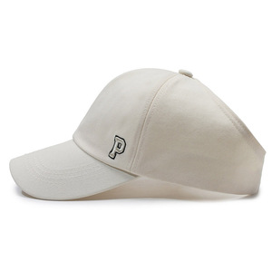 Baseball Cap With Letter P For Women Outdoor Casual Style Light Beige Polyester Fabric - Product Image 2
