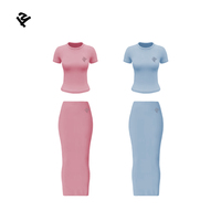 Ensemble 2 pièces T-shirt à manches courtes personnalisé et robe midi pour femme – Collection été 2026 – Jupe longue élégante, ajustée et extensible
