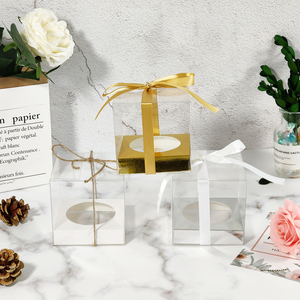 Bán Buôn Chất Lượng Cao Duy Nhất Cupcake Rõ Ràng Hộp Nhựa Bao Bì Đám Cưới <span class=keywords><strong>Mini</strong></span> Bánh Cá Nhân Hộp Quà Tặng Với Ribbon - Product Image 2