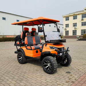 Voiturette de <span class=keywords><strong>golf</strong></span> électrique tout-terrain 4 places orange à prix d'usine, accessoires couleur personnalisée, pour villas et centres de villégiature - Product Image 3