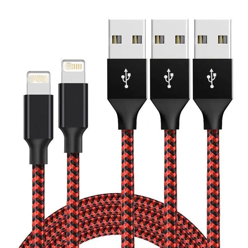 DHL free shipping 3 Pack 5 pack 6FT 10FT 2.4A Amazon nylon Braided data cable for iPhone USB charger cable mobile phone cable