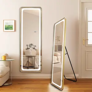 Hot bán thời trang trang trí nội thất đầy đủ chiều dài gương bốn góc ARC LED thông minh tầng mặc quần áo gương với đứng