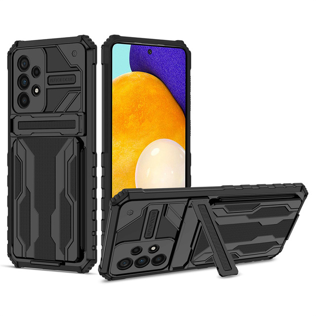 For Samsung Galaxy A53 A13 A04S A21S A20S A10S A72 A02 Case Shockproof Armor Card Slot Kickstand Protection Stand Phone Cover