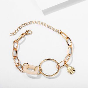 Charm Vintage Gift 6 Styles Gold Plated Metal Pearl Round Disc Paperclip Chain Girl Jewelry Women Bracelet - Product Image 4