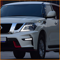 Pour Nissan Patrol Y62 2012-2017, ensemble de phares à LED noirs DRL, lentille de projecteur Bi-LED, signal séquentiel, Plug and Play, paire