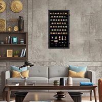 Boîte de présentation extra-large moderne en bois et acrylique verrouillable pour pièces de monnaie, avec étagères amovibles, pour paysages et scènes, cadre noir