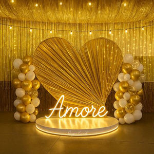 Support de toile de fond pour scène de mariage avec draperies en forme de cœur et housse en tissu tendu pour arche de mariage en forme de cœur - Product Image 3