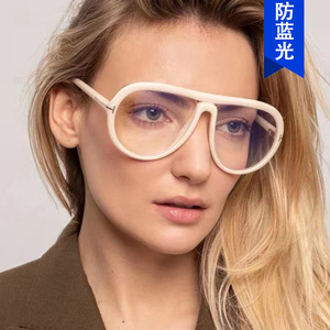 Lunettes de soleil aviateur ovales tendance, monture PC, verres AC, protection contre la lumière bleue, lunettes de soleil tendance pour femmes, protection UV 100% - Product Image 2