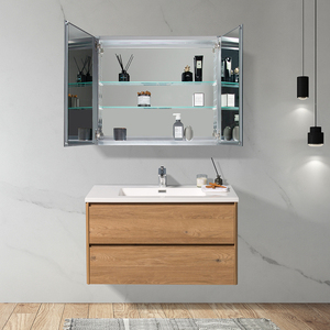 Proveedor de muebles para el hogar pequeño baño ahorrador de espacio gabinetes de la vanidad con espejo de luz LED - Product Image 5