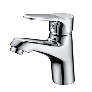 Bathroom Sink Tap Deck Mounted Chrome Single Cold Water Wash Hand Zinc Body Square Single Handle Basin Faucet Factory Supplier