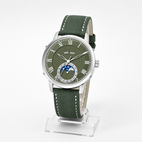 Montre mécanique automatique personnalisée avec logo 9015, 42 mm, acier 316L, saphir, 5 ATM, phase de lune verte, calendrier, OEM, montre-bracelet pour homme GM0064
