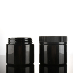 PET 150ml black 52mm wide mouth child resistant crc bottle hemp medicine jar