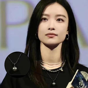 Accessoires en argent S925 pour la création de bijoux, support vide pour pendentif noir avec boucle, pour perles rondes de 10 à 13 mm, 31052 - Product Image 3