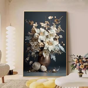 Arte Mural Personalizado al por Mayor, Pinturas de Flores, Creación de Arte en Porcelana, Decoración del Hogar, Luz LED para Sala de Estar - Product Image 4