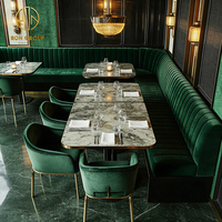 Ensemble de chaises en velours et table carrée en marbre Ron Group Hotel, banquette rembourrée en forme de L, mobilier de restaurant