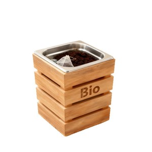 Bio Bamboo <b>Composting</b> <b>Bin</b> Square Stainless Steel Lid Indoor <b>Kitchen</b> Waste <b>Bin</b> - Product Image 5