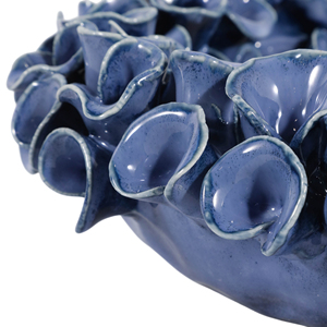 Portacandele in Ceramica Terra Luna con Bordo Floreale Blu, Decorazione per la Casa - Product Image 6