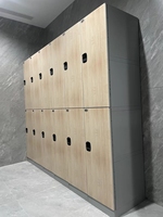Casier de rangement en plastique ABS durable et étanche Conception de garde-robe à grain de bois pour salle de sport ou vestiaire