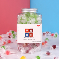 Bonbons durs aux fruits HALAL personnalisés en gros sous marque privée OEM, saveurs variées, emballage givré coloré, bouteille carrée