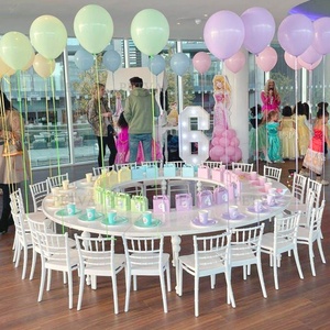 Sang Trọng Glass Top Thanh Lịch Mảnh Cao Cấp Vàng Thép Không Gỉ Trẻ Em Đảng Bảng Setmodular Vòng Serpentine Thiết Kế Cho Tổ Chức Sự Kiện - Product Image 4