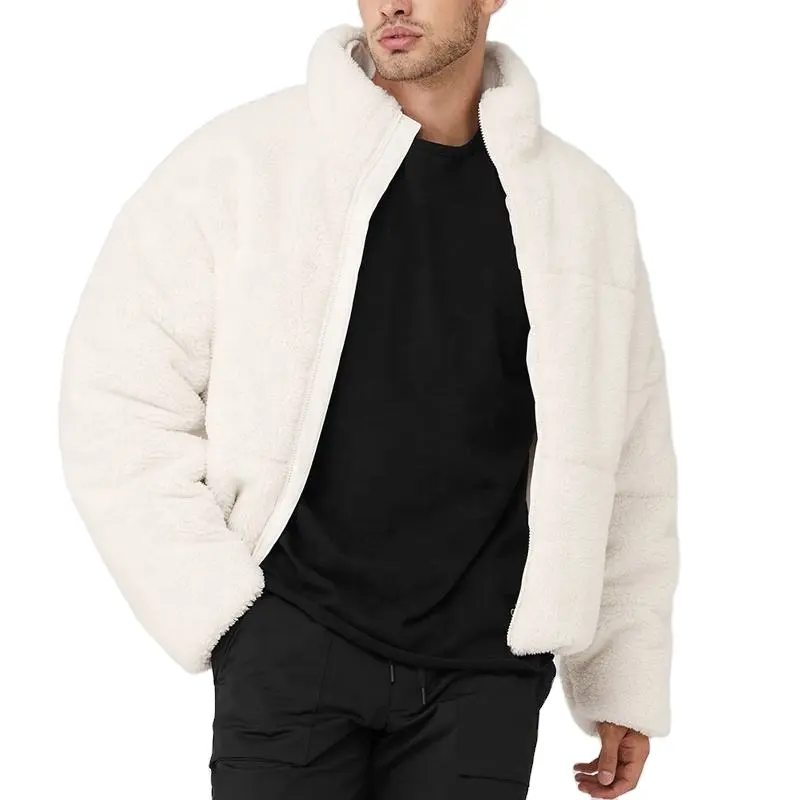 Erkekler ağır ağırlık polar fermuarlı ceket boy Fit kış Sherpa Zip Up ceket