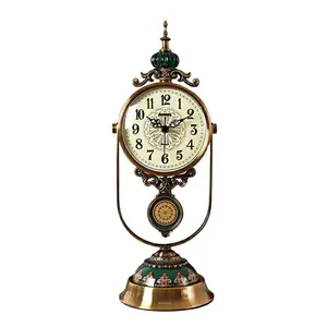 6903-1 사용자 정의 새로운 디자인 럭셔리 데스크탑 크리에이티브 유리 책상 시계 스티치 진자 테이블 시계