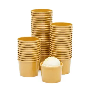 Biodegradabile marrone Paper5oz tazze per gelato tazze per zuppa contenitori di carta cibo Kraft usa e getta per andare in ciotole coperchi per tazze per gelato
