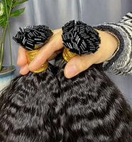Extensiones de Cabello Humano Vietnamita 12A de Doble Trama con Queratina, Liso Kinky, Punta Plana Invisible, Extensiones de Cabello con Queratina K-tip
