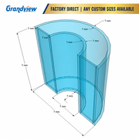 Panel de acrílico semicircular personalizado de 1650x1600 mm y 50 mm de grosor para acuario, fabricante directo de fábrica.