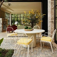 Table et chaise en fer de style européen, design français, pour jardin, balcon, cour, piscine, camping - Mobilier d'extérieur
