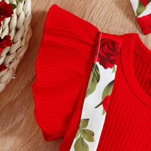 ESSECMBS 2Pz abito estivo per neonate con stampa floreale da principessa elegante da bambina con maniche a volant stile Casual per bambini - Product Image 4