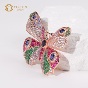 OUCHEN女性用カスタムラボ成長ダイヤモンドゴールドブローチ-流行のウェディングパーティー & ギフトジュエリー2025 - Product Image 4