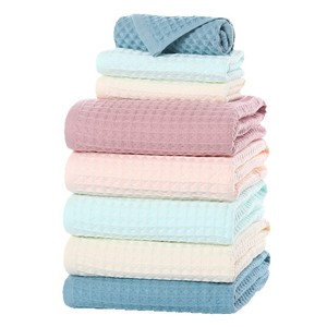 Pure Cotton <b>Waffle</b> Bath <b>Towel</b> 70x140 Cm Solid Color Fluffy Absorbent For Gift Adult Use - Product Image 2