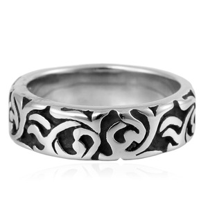 yunnique <b>Titanium</b> Steel Men's <b>Ring</b> Silver Geometric Design Wedding Band Gift Jewelry - Product Image 4