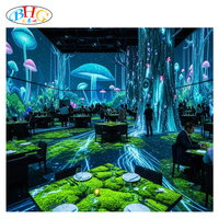 Projecteur interactif de haute technologie, projecteur d'art numérique de luxe, système de projection immersive sur les murs et le sol pour une expérience culinaire immersive