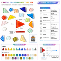 Un ensemble de 20 aimants décoratifs créatifs en verre coloré pour réfrigérateur, avec mosaïque de cristal irrégulière, à faire soi-même