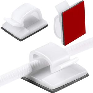 Clips para cables, soporte de pared autoadhesivo de plástico para escritorio, oficina, para cables de datos, auriculares, transparente, blanco, negro - Product Image 3