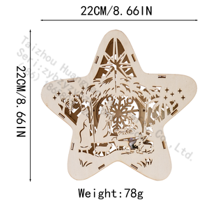 Étoile <span class=keywords><strong>de</strong></span> Noël en bois avec lumière LED, scène <span class=keywords><strong>de</strong></span> la Nativité découpée au laser, décoration <span class=keywords><strong>de</strong></span> table 3D, 22 cm, décoration <span class=keywords><strong>de</strong></span> maison pour les fêtes - Product Image 5