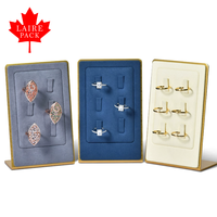 LAIRE Présentoir à bijoux en métal velours multicolore 6 porte-bagues Présentoir à bijoux en forme de L avec anneaux biseautés Présentoir à bijoux