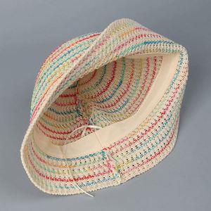 Nouveau Chapeau Bob Tricoté Arc-en-ciel Respirant pour Fille, Idéal pour les Vacances à la Plage et les Voyages en Extérieur, Protection Solaire Été 2025 - Product Image 4